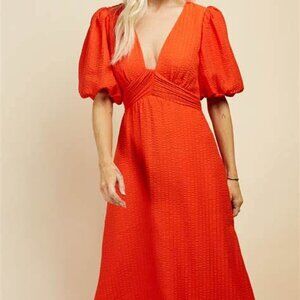 AYR puff sleeve V neck dress